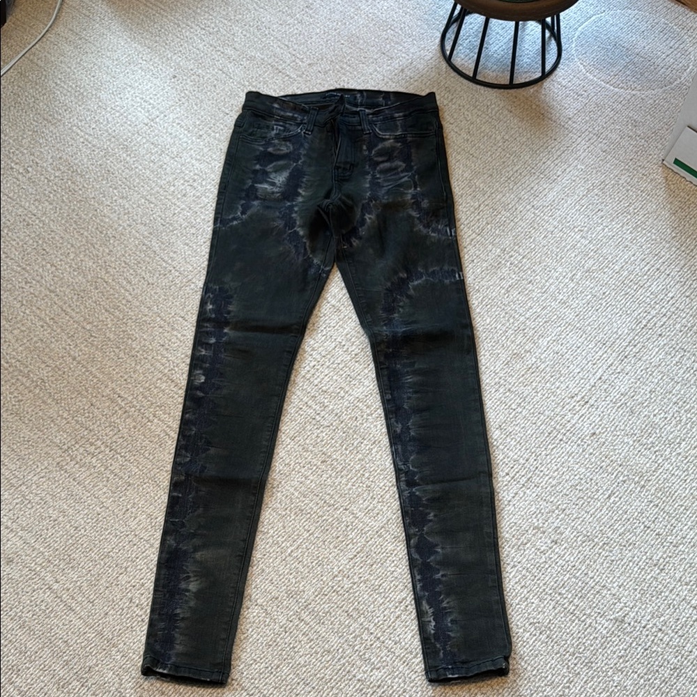 Flying Monkey Green Skinny Jeans with Distressed Details